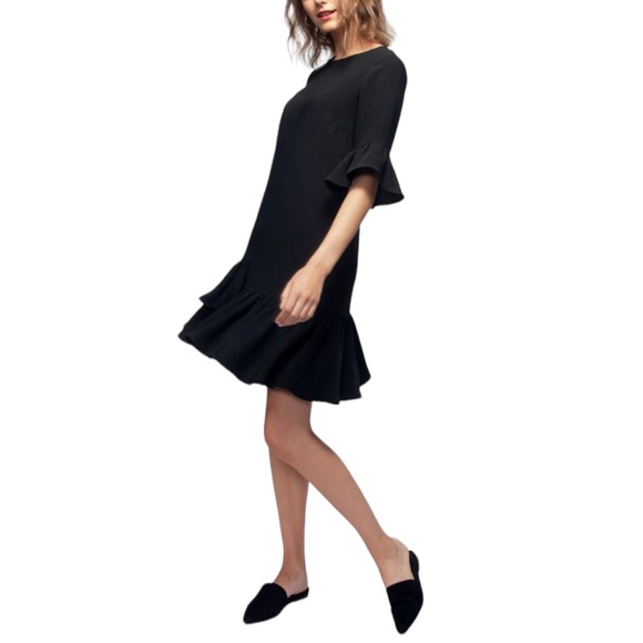 PLEIONE Layered Ruffle Hem Black Dress - Size Medium - NWT - Picture 5 of 6